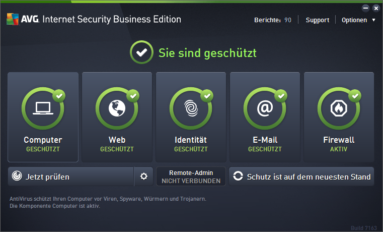 AVG Internet Security Business Edition 2016 Dashboard