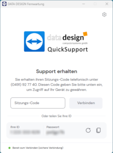 DATA DESIGN Quicksupport / Fernwartung